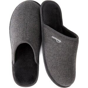 Men's Comfy Knitted Memory Foam Slip On Scuff Slipper with Anti-Skid Rubber Sole